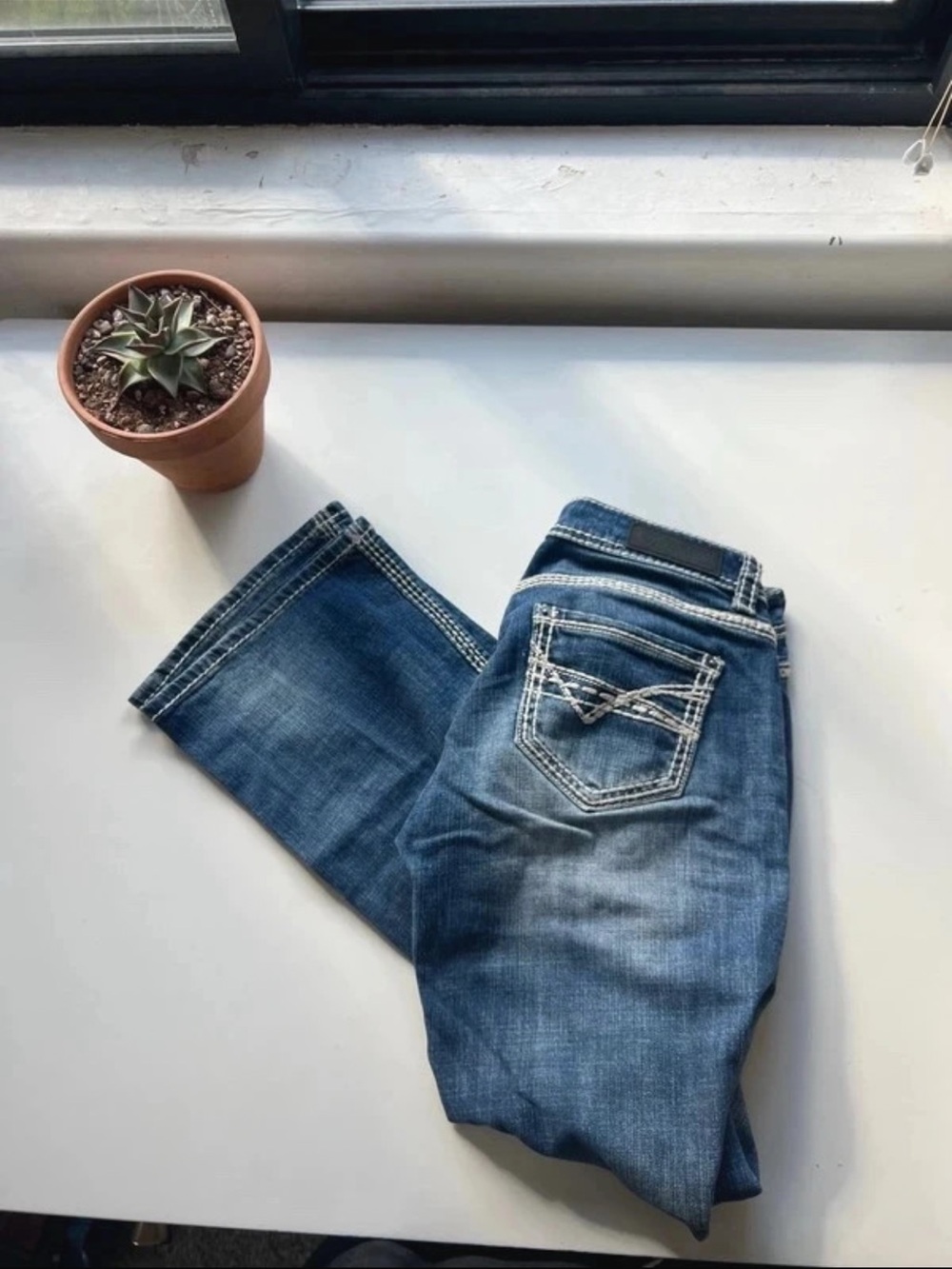 Rock & Roll Cowgirl Bootcut Jeans with White Stitching